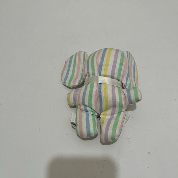 Bantam Vintage Pastel Striped Elephant Plush Rattle Stuffed Animal Toy 5.5" - Picture 7 of 10